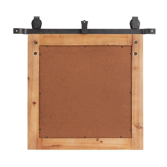 Brown Fir Farmhouse Wall Mirror, 27" x 30" x 2"